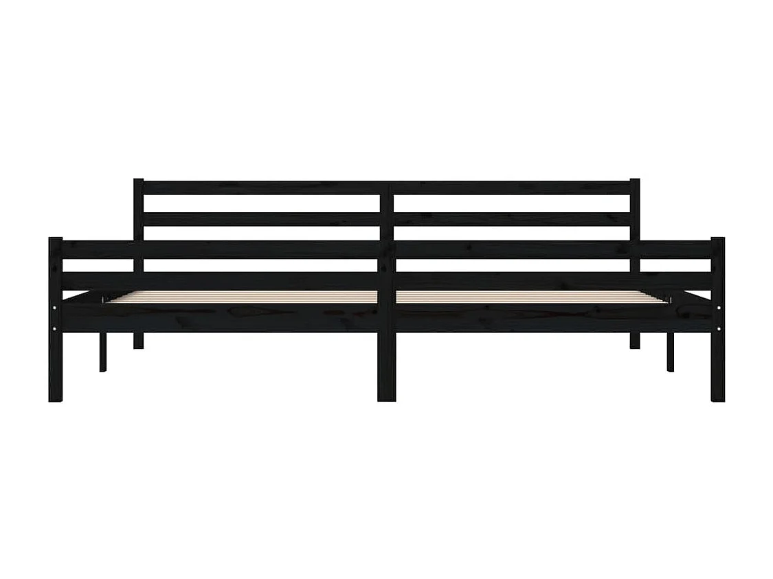 Lit double | Lit adulte | Cadre de lit noir bois massif 200x200 cm