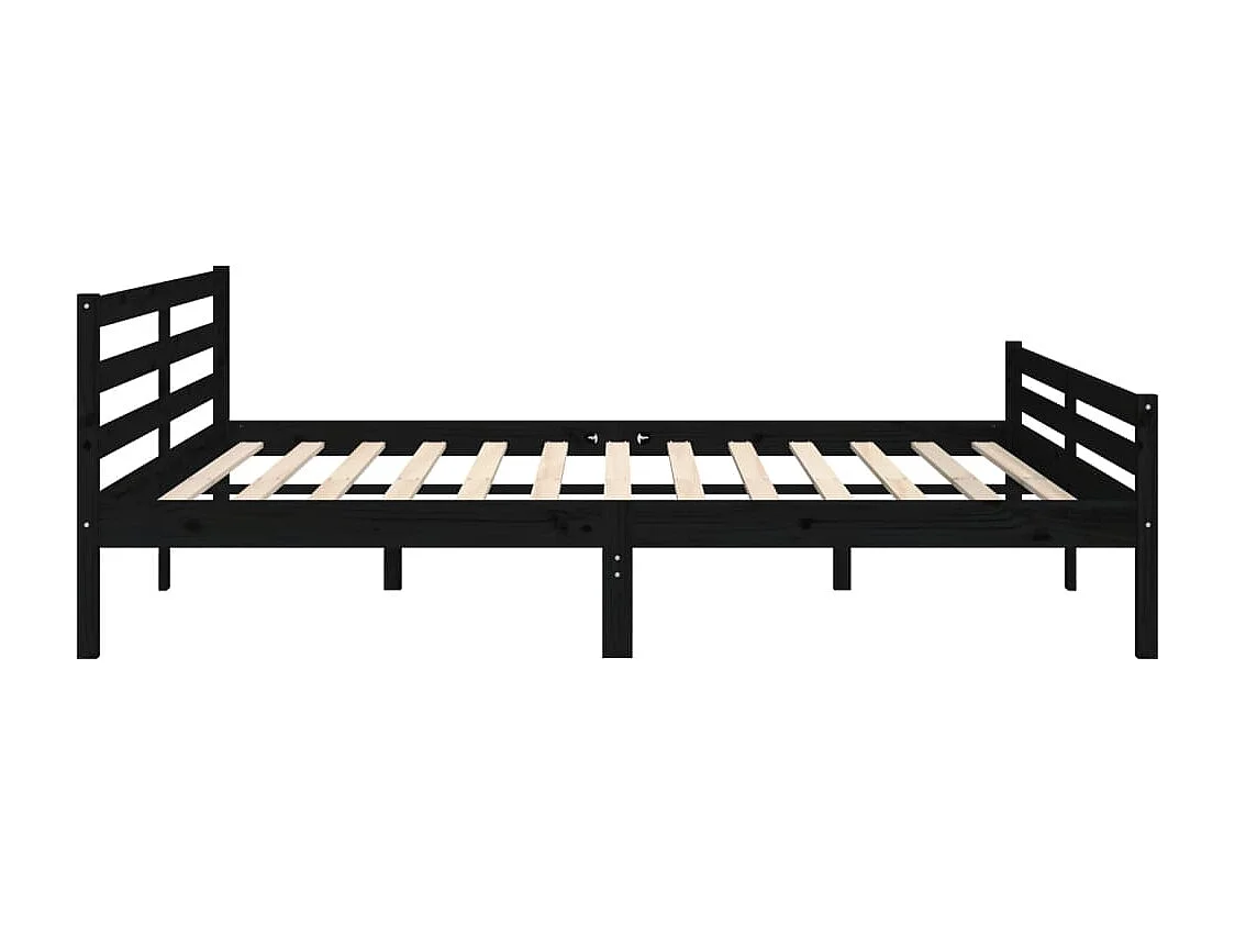Lit double | Lit adulte | Cadre de lit noir bois massif 200x200 cm