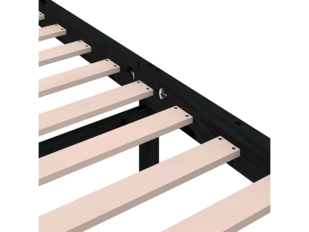 Lit double | Lit adulte | Cadre de lit noir bois massif 200x200 cm
