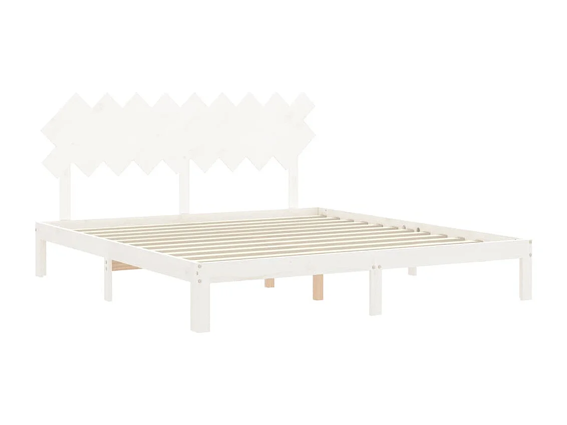 Lit double | Lit adulte | Cadre de lit blanc bois massif de pin 180x200 cm