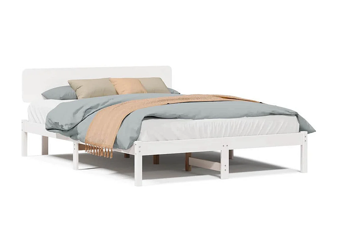 Lit double | Lit adulte | Cadre de lit Blanc 150x200 cm Bois massif en pin