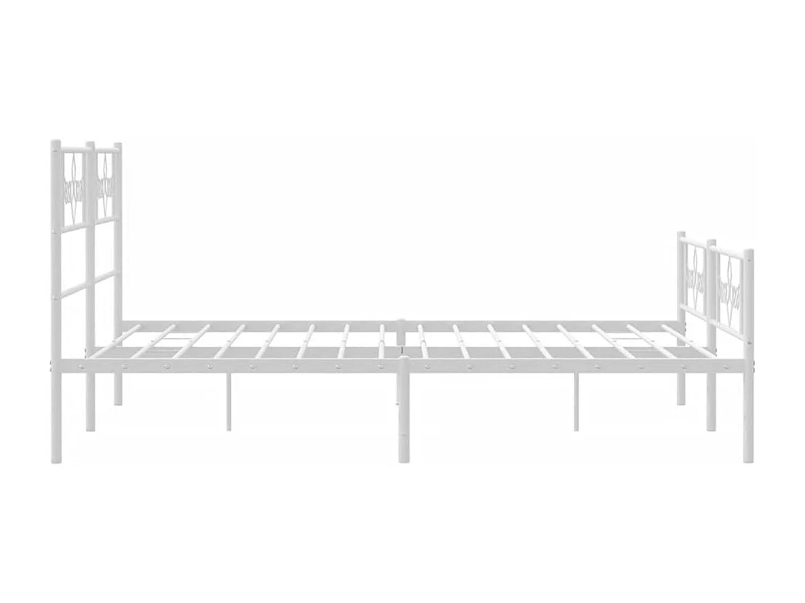 Lit simple | Lit adulte, enfant | Cadre de lit métal et pied de lit blanc 120x190 cm