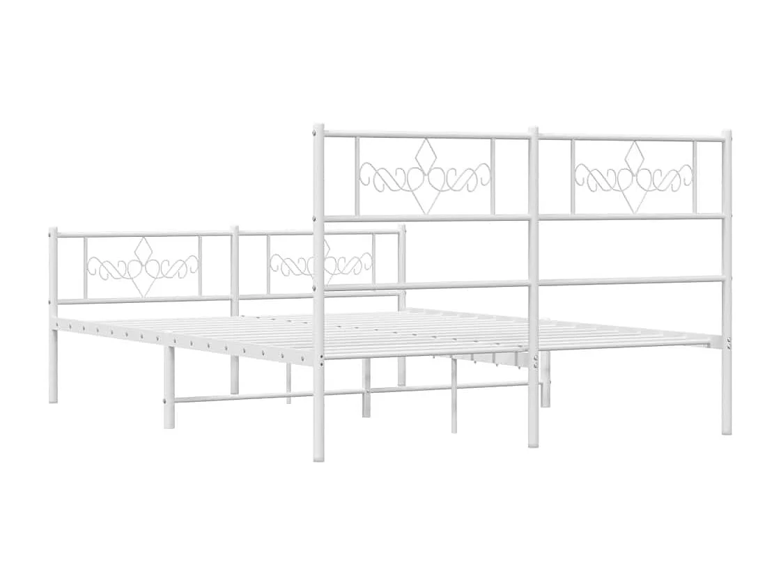 Lit simple | Lit adulte, enfant | Cadre de lit métal et pied de lit blanc 120x190 cm
