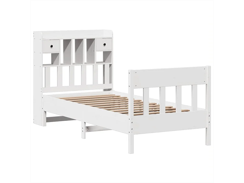 Lit simple | Lit adulte, enfant | Cadre de lit blanc 75x190 cm bois de pin massif
