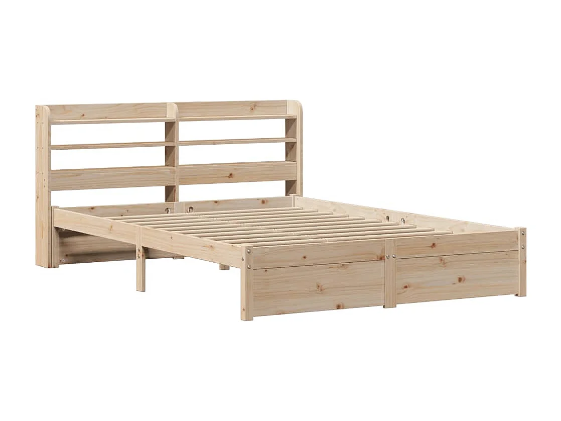 Letto per adulti | Letto singolo | Giroletto con Testiera 120x200 cm in Legno Massello di Pino