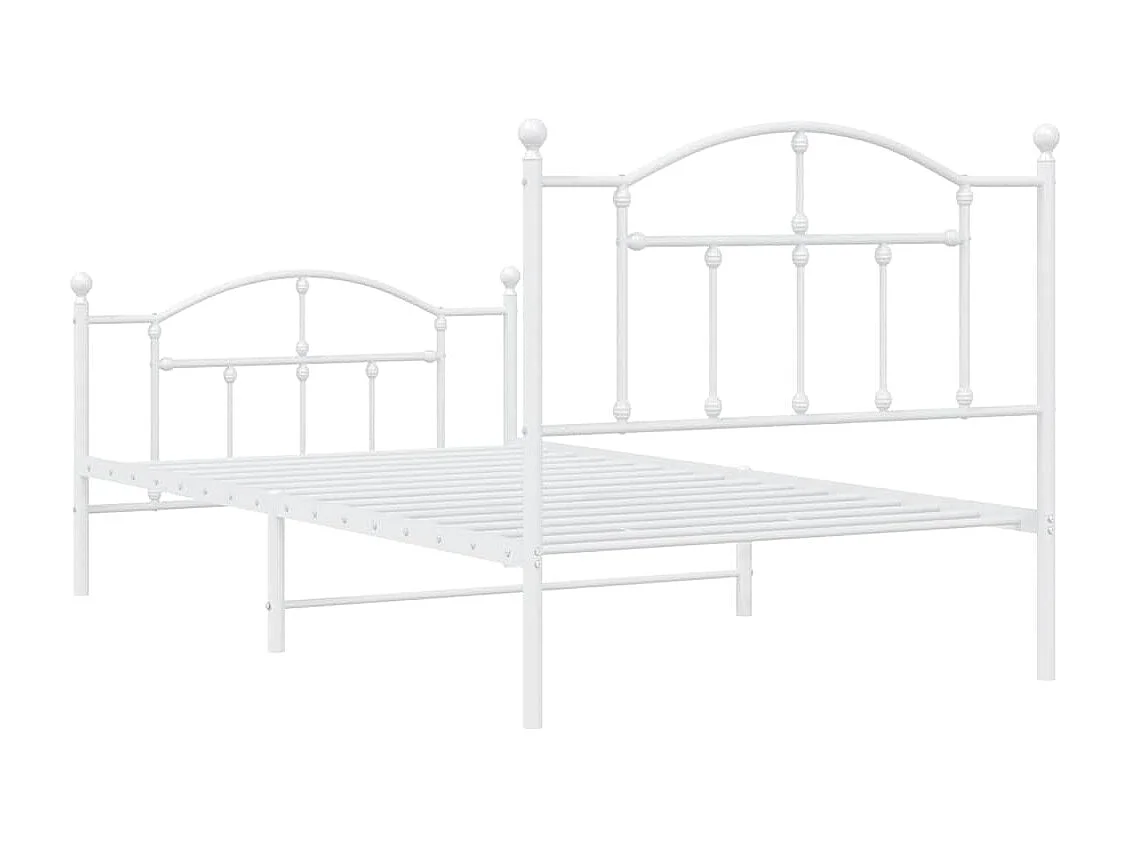 Lit simple | Lit adulte, enfant | Cadre de lit métal et pied de lit blanc 100x190 cm