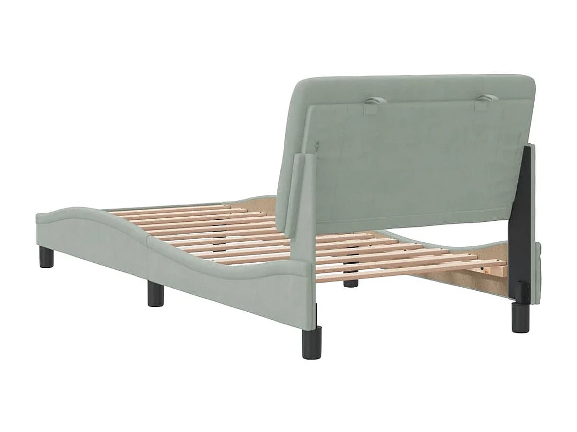 Lit simple | Lit adulte, enfant | Cadre de lit gris clair 80x200 cm velours