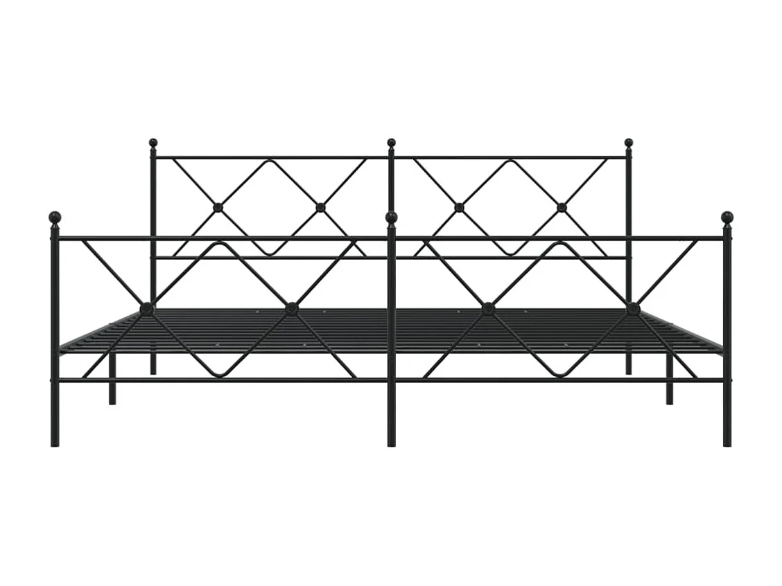 Lit double | Lit adulte | Cadre de lit métal avec pied de lit noir 183x213cm