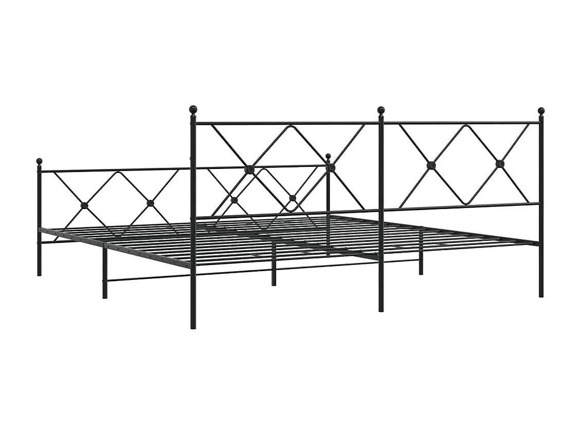 Lit double | Lit adulte | Cadre de lit métal avec pied de lit noir 183x213cm