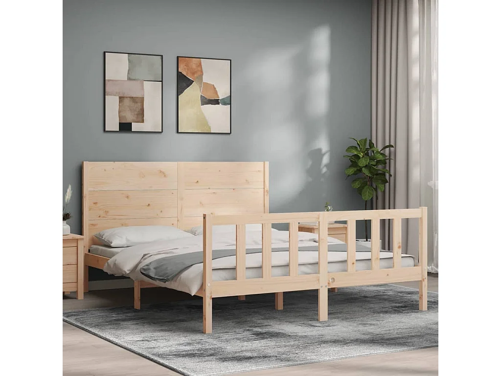 Lit double | Lit adulte | Cadre de lit 160x200 cm bois massif de pin