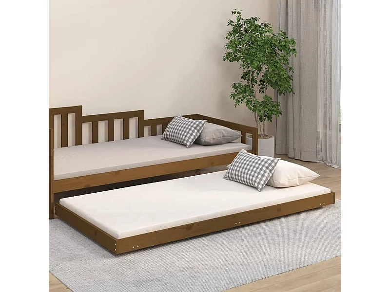 Lit simple | Lit adulte, enfant | Cadre de lit marron miel 80x200 cm bois pin massif