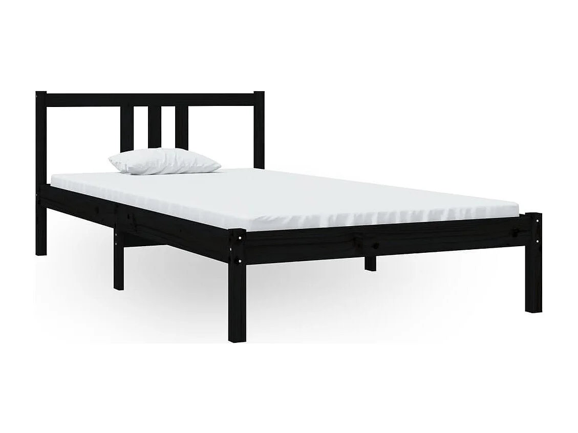 Lit simple | Lit adulte, enfant | Cadre de lit noir bois massif 100x200 cm