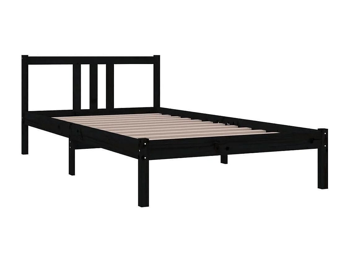 Lit simple | Lit adulte, enfant | Cadre de lit noir bois massif 100x200 cm