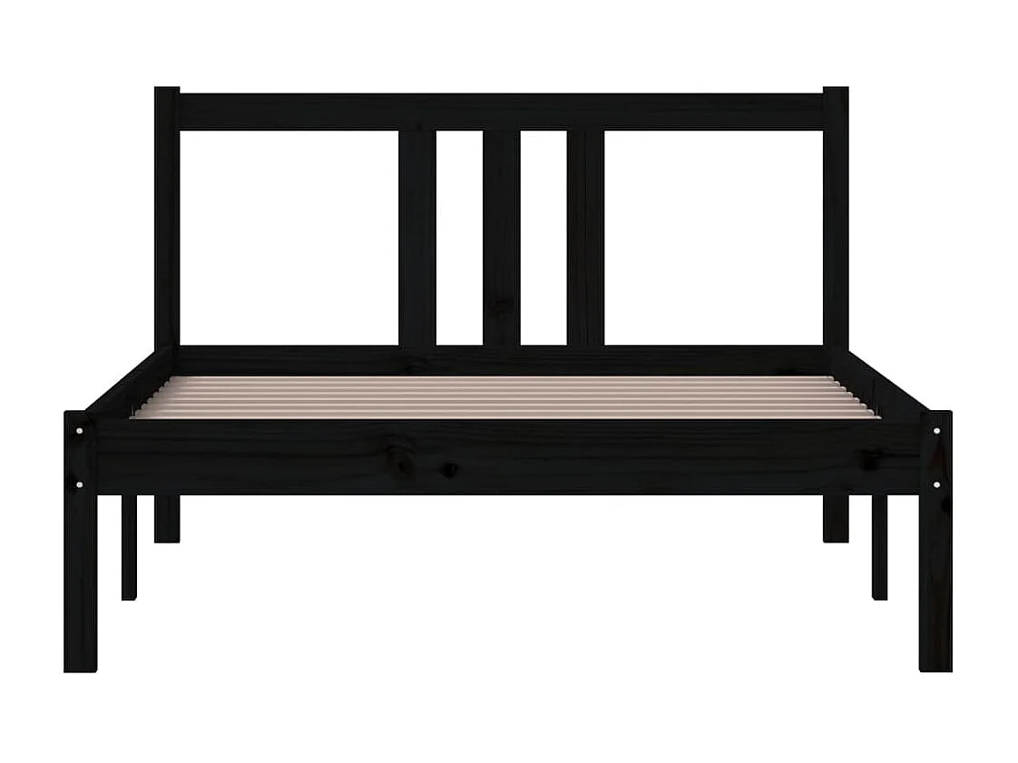 Lit simple | Lit adulte, enfant | Cadre de lit noir bois massif 100x200 cm