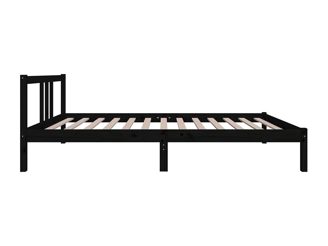 Lit simple | Lit adulte, enfant | Cadre de lit noir bois massif 100x200 cm