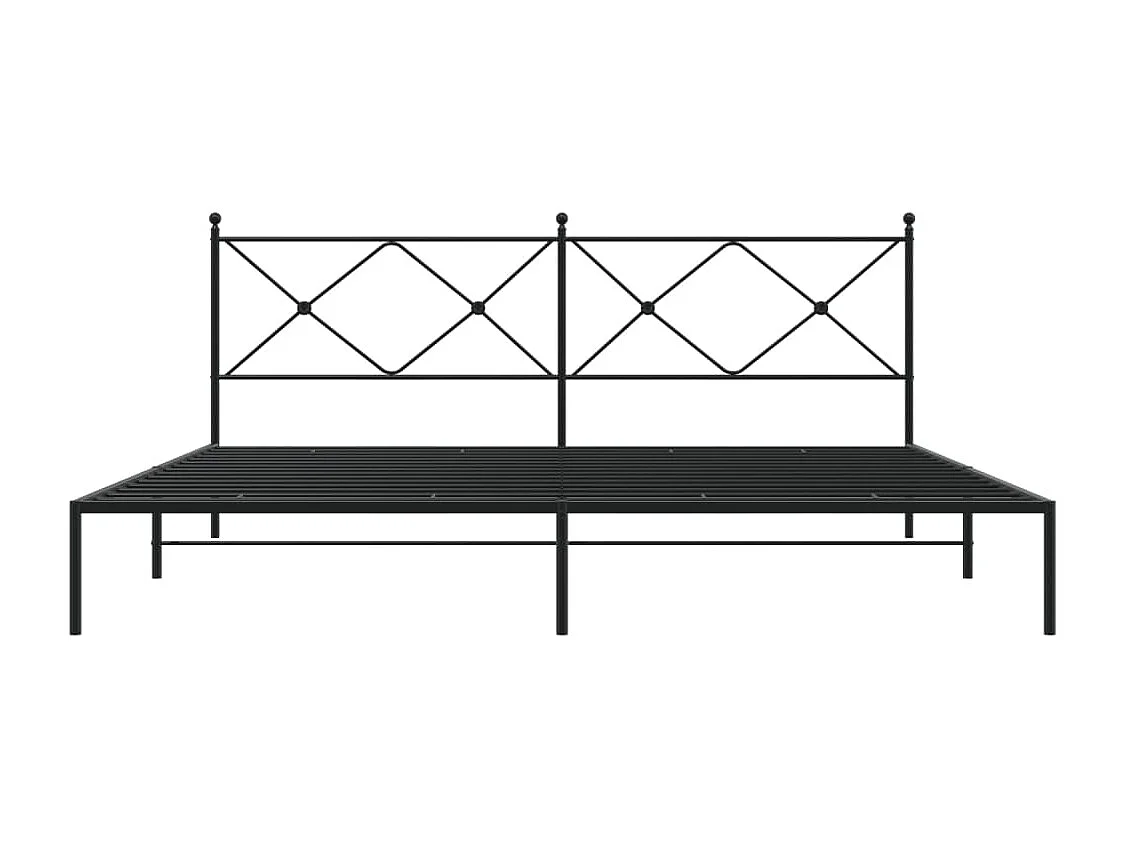 Lit double | Lit adulte | Cadre de lit métal avec tête de lit noir 200x200cm