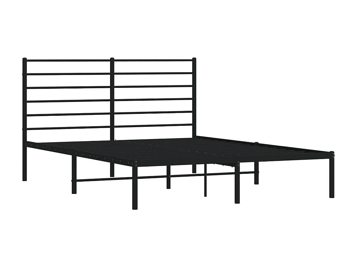 Lit simple | Lit adulte, enfant | Cadre de lit métal avec tête de lit noir 120x200cm