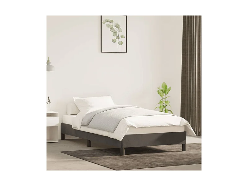 Lit simple | Lit adulte, enfant | Cadre de lit gris foncé 90x200 cm velours