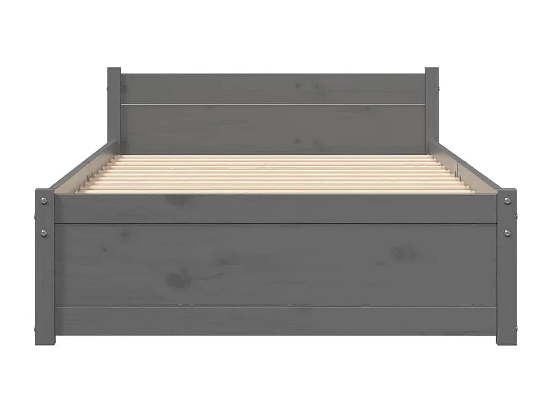 Lit simple | Lit adulte, enfant | Cadre de lit gris bois massif 75x190 cm