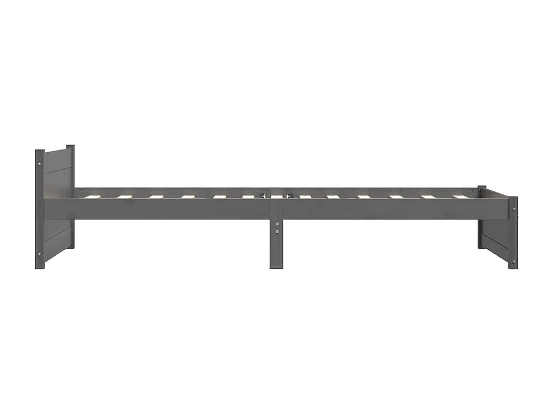 Lit simple | Lit adulte, enfant | Cadre de lit gris bois massif 75x190 cm