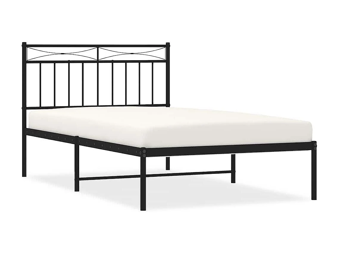 Lit simple | Lit adulte, enfant | Cadre de lit métal avec tête de lit noir 100x200cm