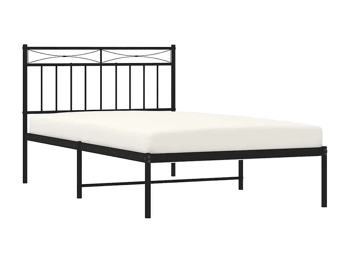 Lit simple | Lit adulte, enfant | Cadre de lit métal avec tête de lit noir 100x200cm