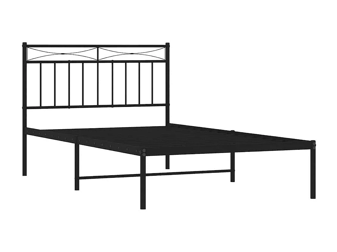 Lit simple | Lit adulte, enfant | Cadre de lit métal avec tête de lit noir 100x200cm