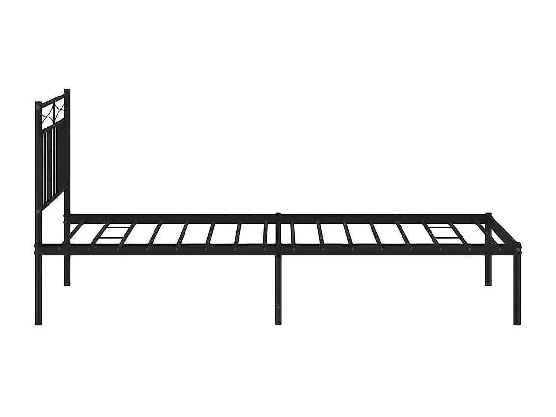 Lit simple | Lit adulte, enfant | Cadre de lit métal avec tête de lit noir 100x200cm