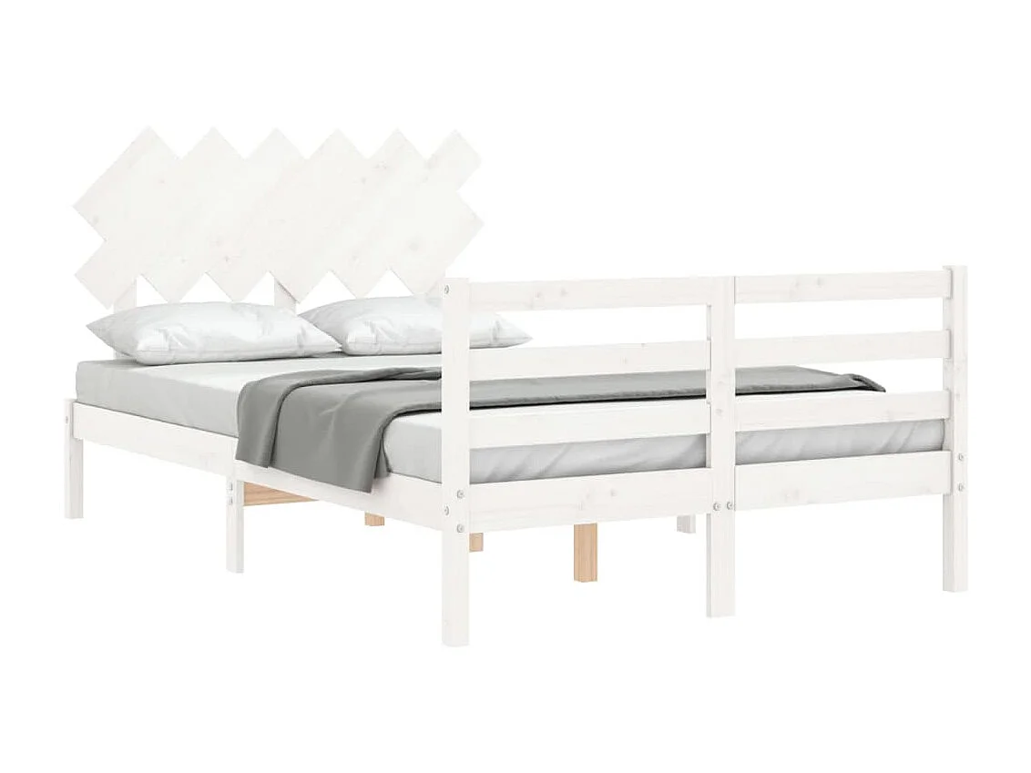 Lit simple | Lit adulte, enfant | Cadre de lit blanc bois massif 120x190 cm