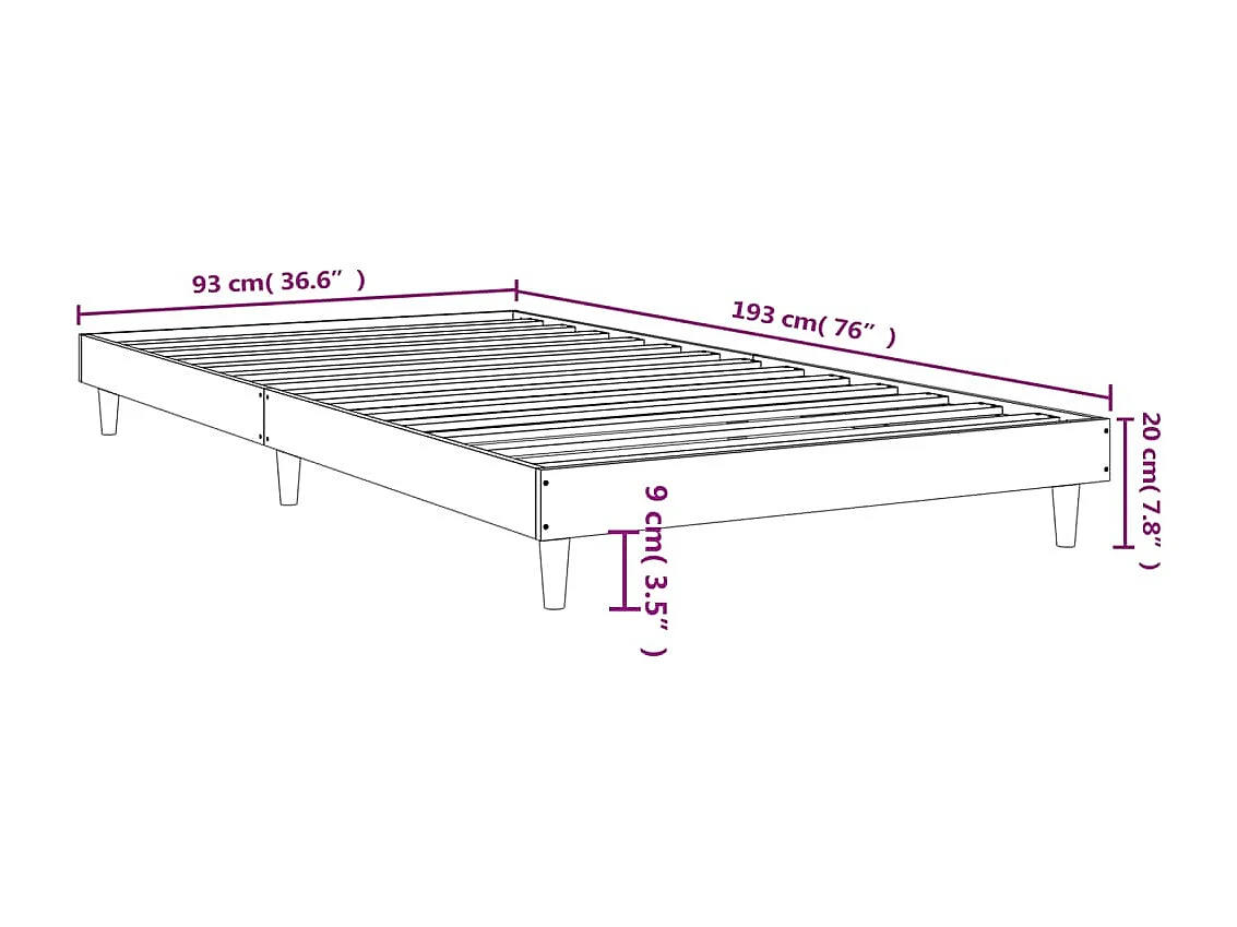 Lit simple | Lit adulte, enfant | Cadre de lit chêne fumé 90x190cm bois d'ingénierie