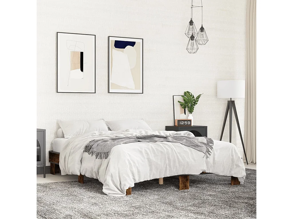 Lit double | Lit adulte | Cadre de lit chêne fumé 150x200 cm