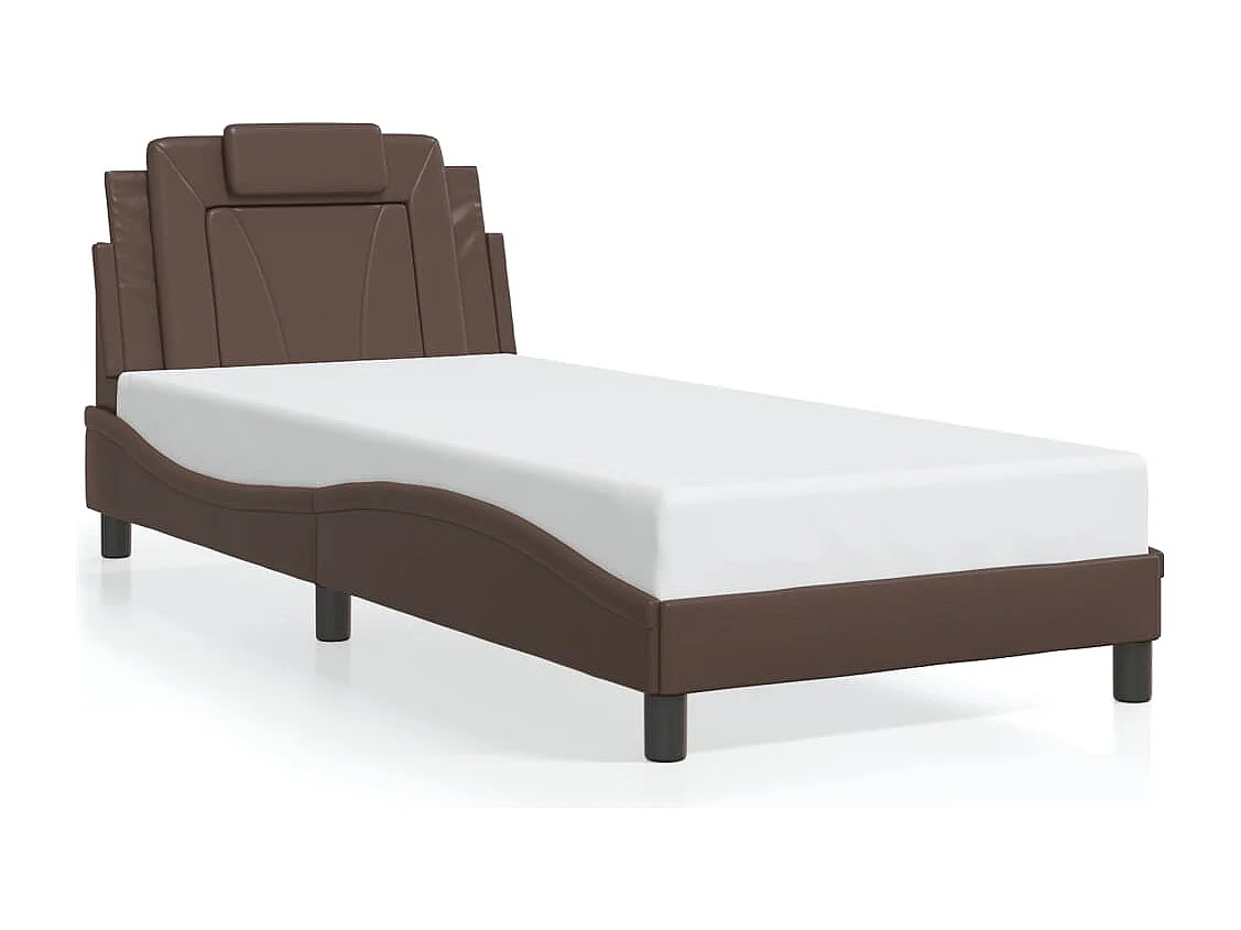 Lit simple | Lit adulte, enfant | Cadre de lit marron 90x190 cm similicuir