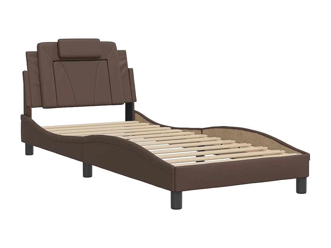 Lit simple | Lit adulte, enfant | Cadre de lit marron 90x190 cm similicuir
