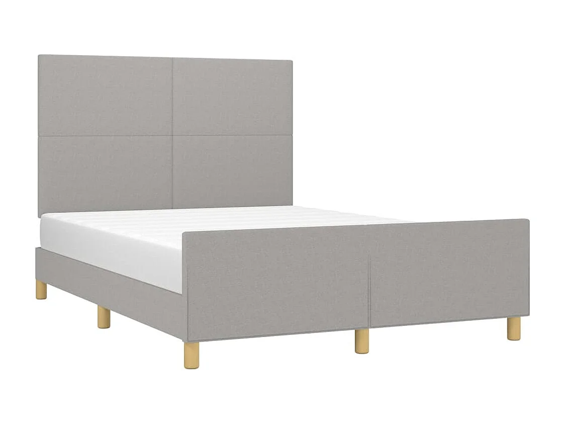 Lit double | Lit adulte | Cadre de lit gris clair 140x190 cm tissu