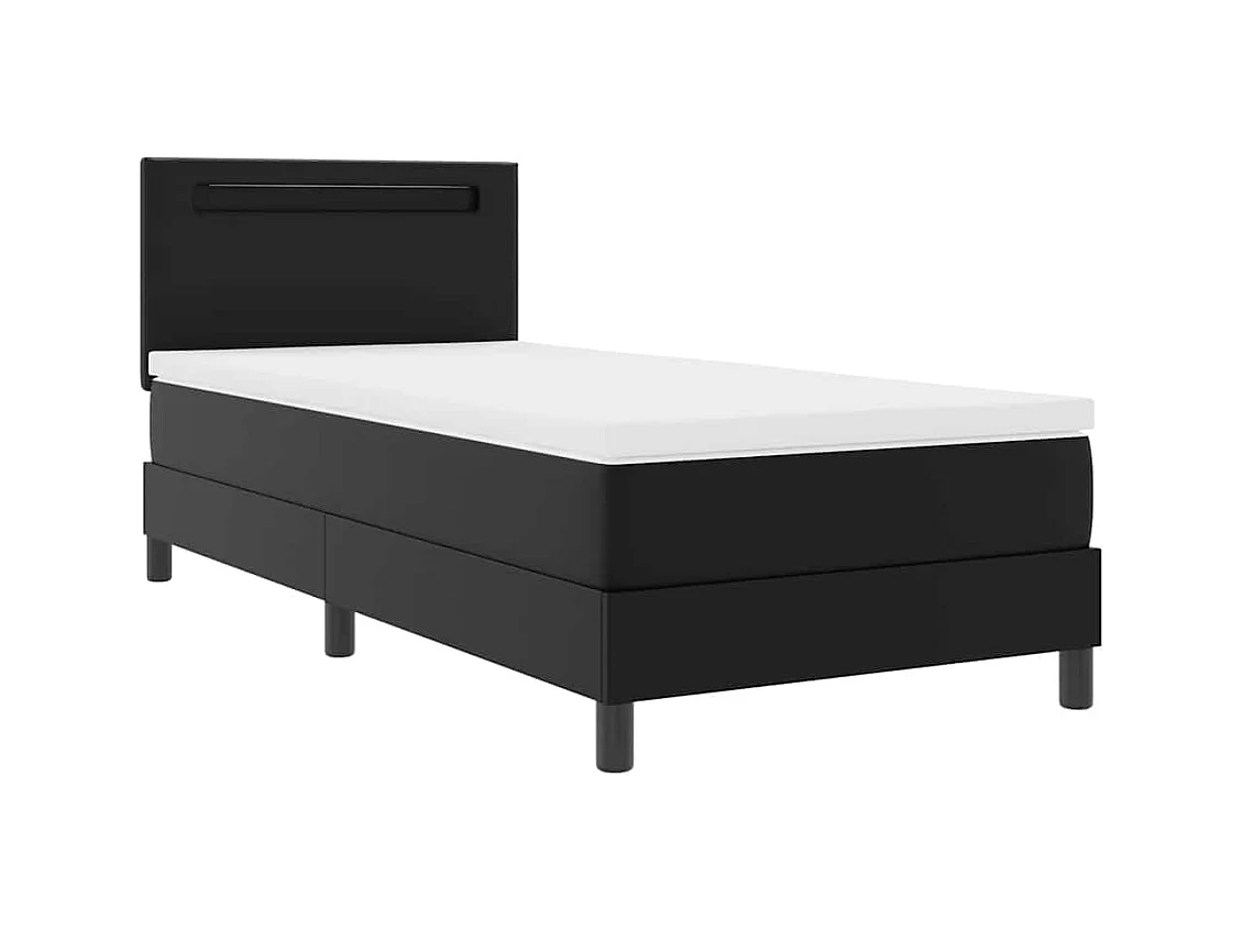 Lit simple | Lit adulte, enfant | Cadre de lit avec Matelas Noir 90x190 cm Faux cuir