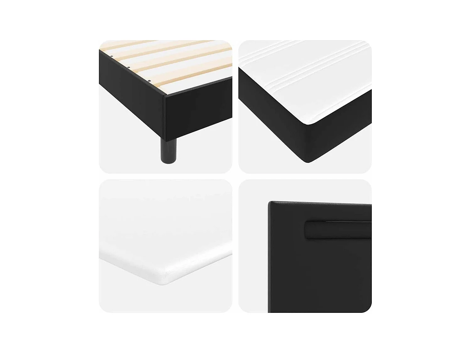 Lit simple | Lit adulte, enfant | Cadre de lit avec Matelas Noir 90x190 cm Faux cuir