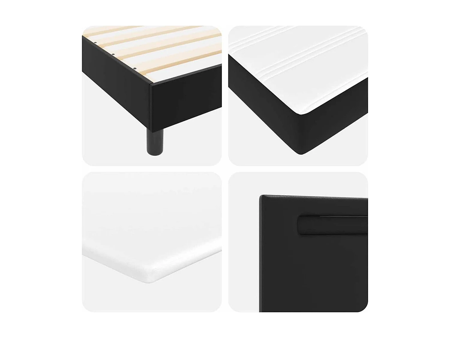 Lit simple | Lit adulte, enfant | Cadre de lit avec Matelas Noir 90x190 cm Faux cuir