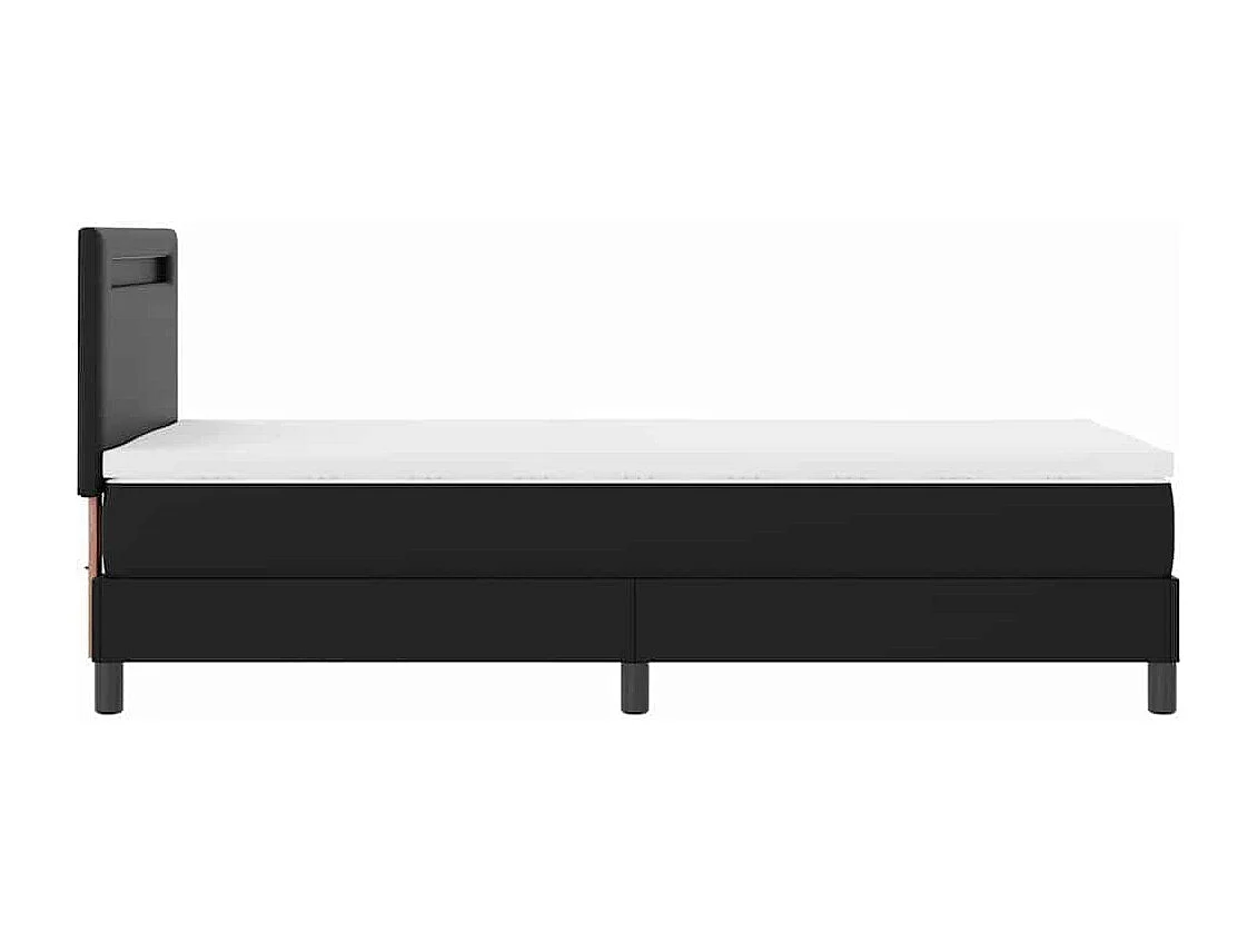 Lit simple | Lit adulte, enfant | Cadre de lit avec Matelas Noir 90x190 cm Faux cuir