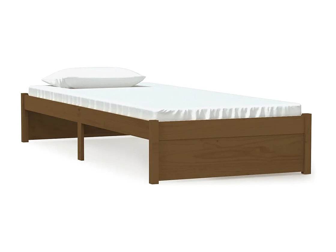 Lit simple | Lit adulte, enfant | Cadre de lit marron miel bois massif 75x190 cm