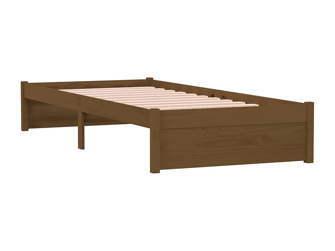 Lit simple | Lit adulte, enfant | Cadre de lit marron miel bois massif 75x190 cm