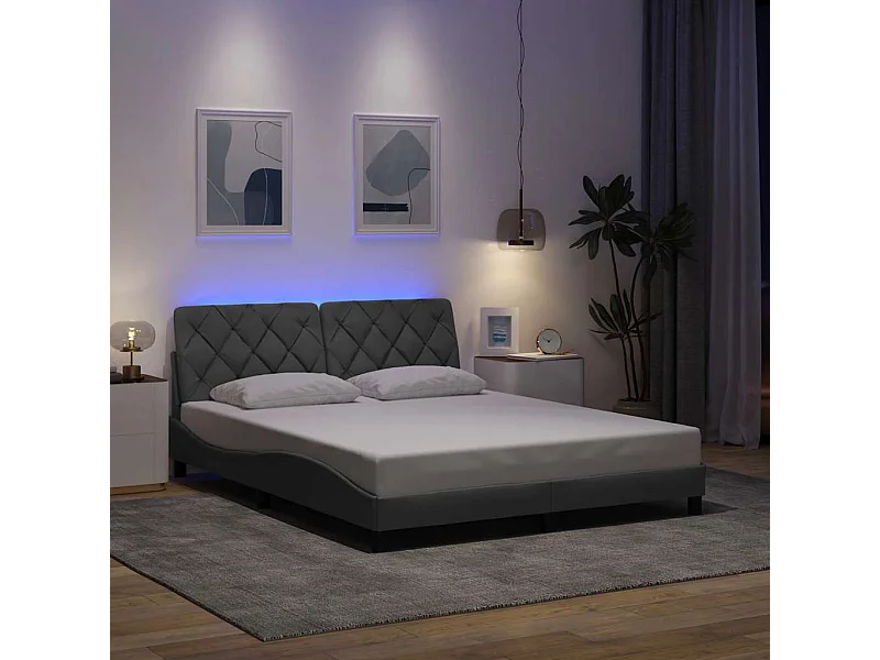 Letto per adulti | Letto matrimoniale | Giroletto con LED senza Materasso 160x200 cm Tessuto
