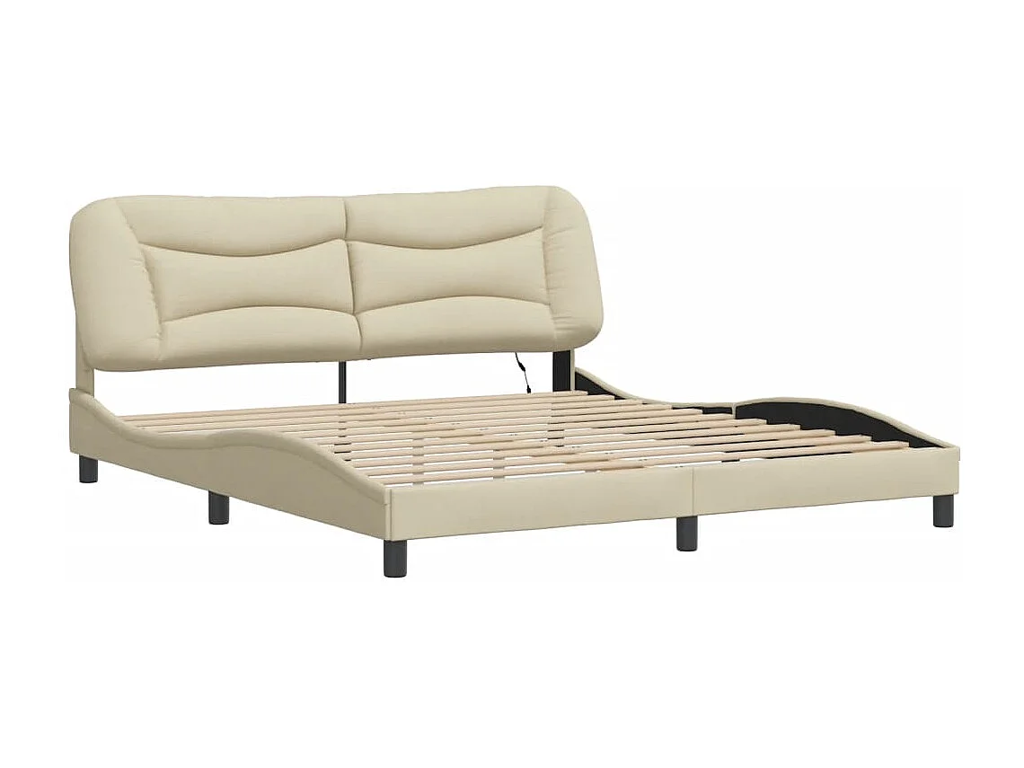 Lit double | Lit adulte | Cadre de lit avec LED crème 180x200 cm tissu
