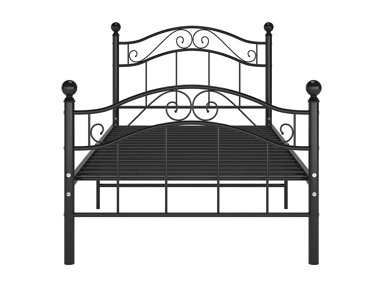 Lit simple | Lit adulte, enfant | Cadre de lit noir métal 100x200 cm