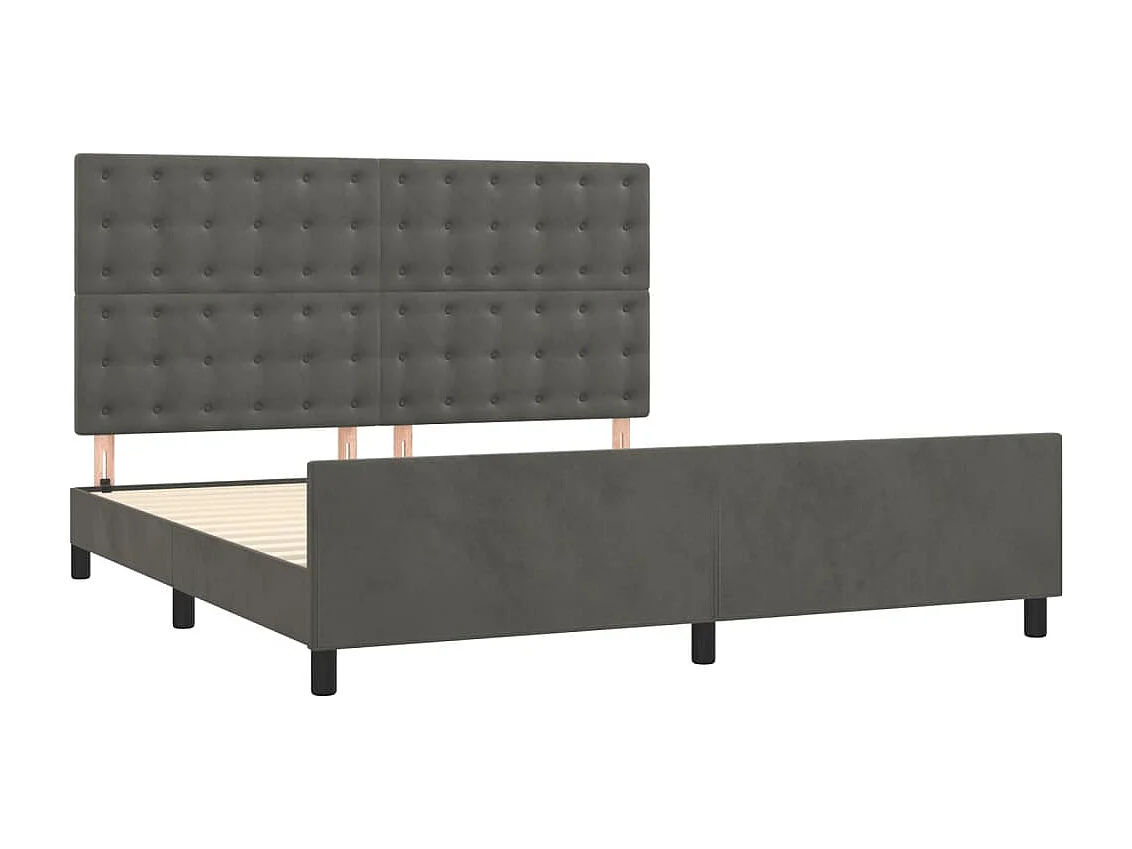 Lit double | Lit adulte | Cadre de lit gris foncé 160x200 cm velours
