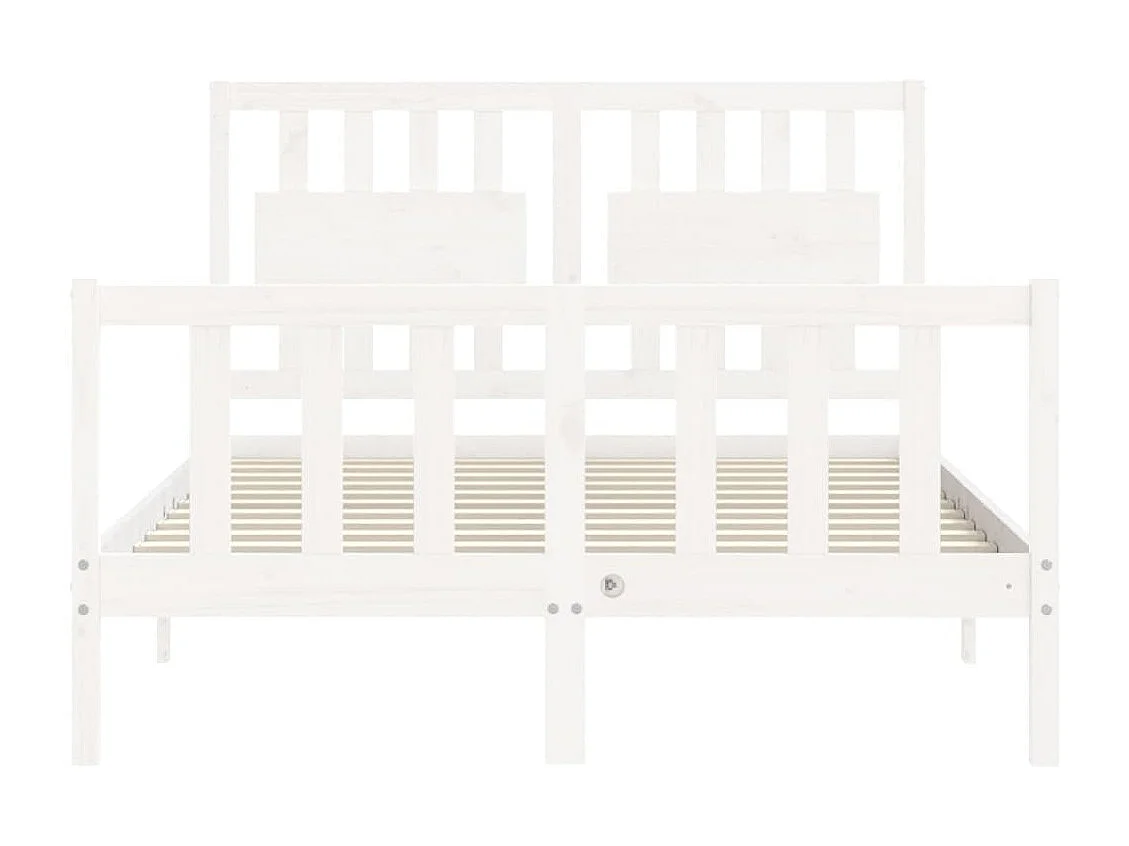 Lit double | Lit adulte | Cadre de lit blanc 140x200 cm bois de pin massif