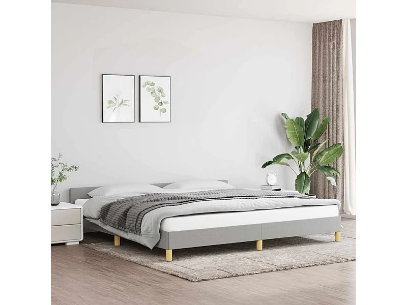 Lit double | Lit adulte | Cadre de lit gris clair 200x200 cm tissu