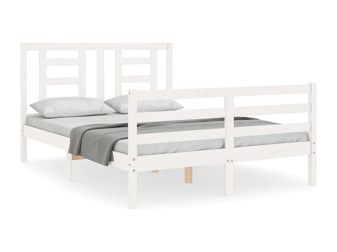 Lit simple | Lit adulte, enfant | Cadre de lit blanc 120x200 cm bois massif