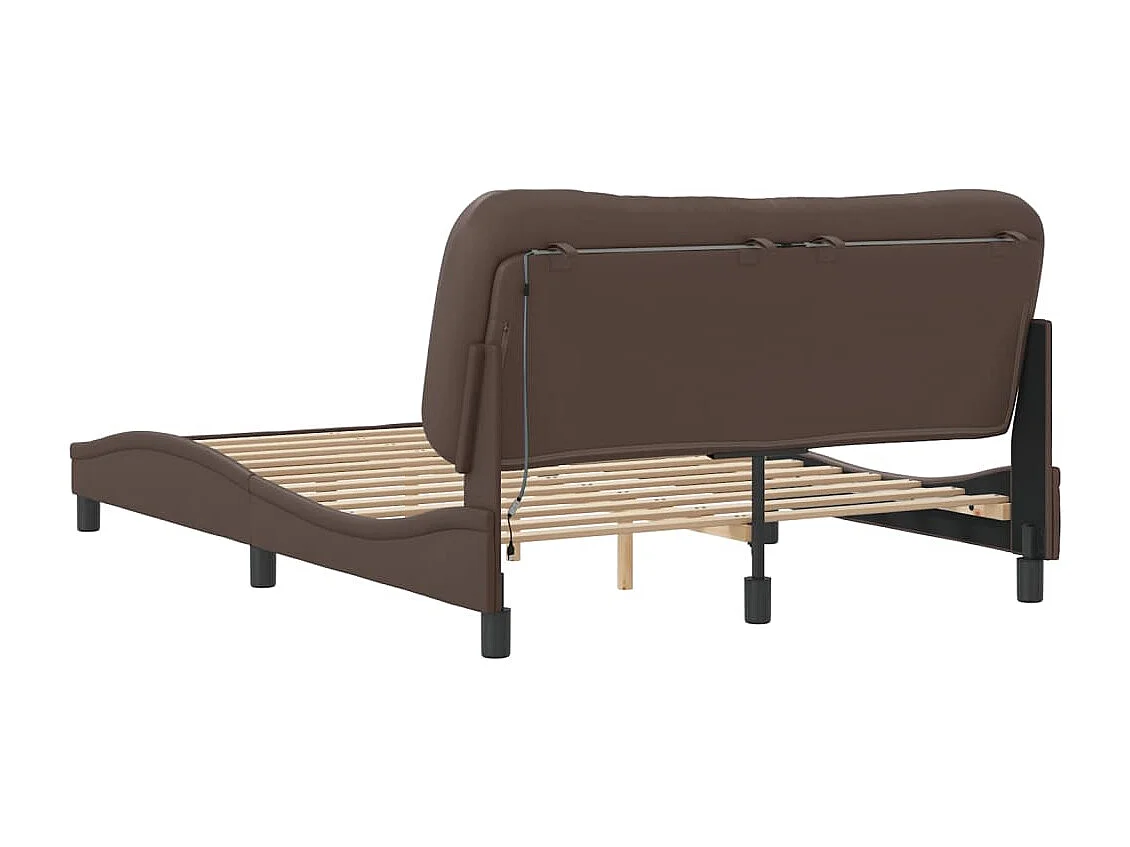 Lit double | Lit adulte | Cadre de lit avec LED marron 140x190 cm