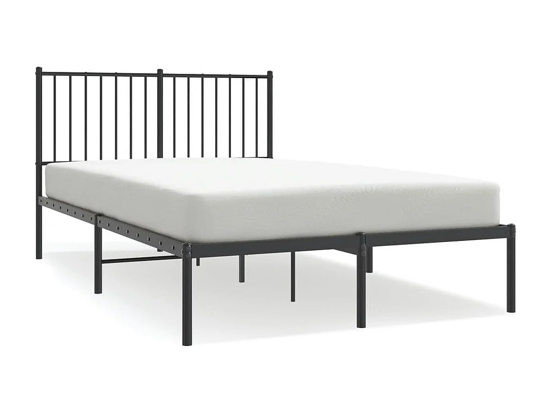 Lit simple | Lit adulte, enfant | Cadre de lit métal avec tête de lit noir 120x190cm