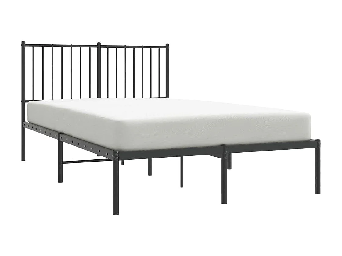 Lit simple | Lit adulte, enfant | Cadre de lit métal avec tête de lit noir 120x190cm